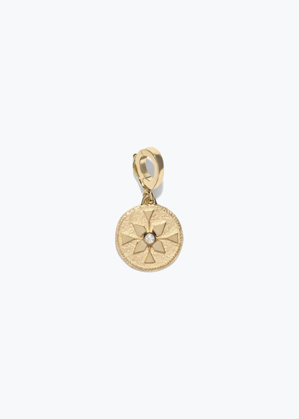 AZLEE FINE JEWELRY 18K YELLOW GOLD Compass Diamond Petite Coin PENDANT CHARM