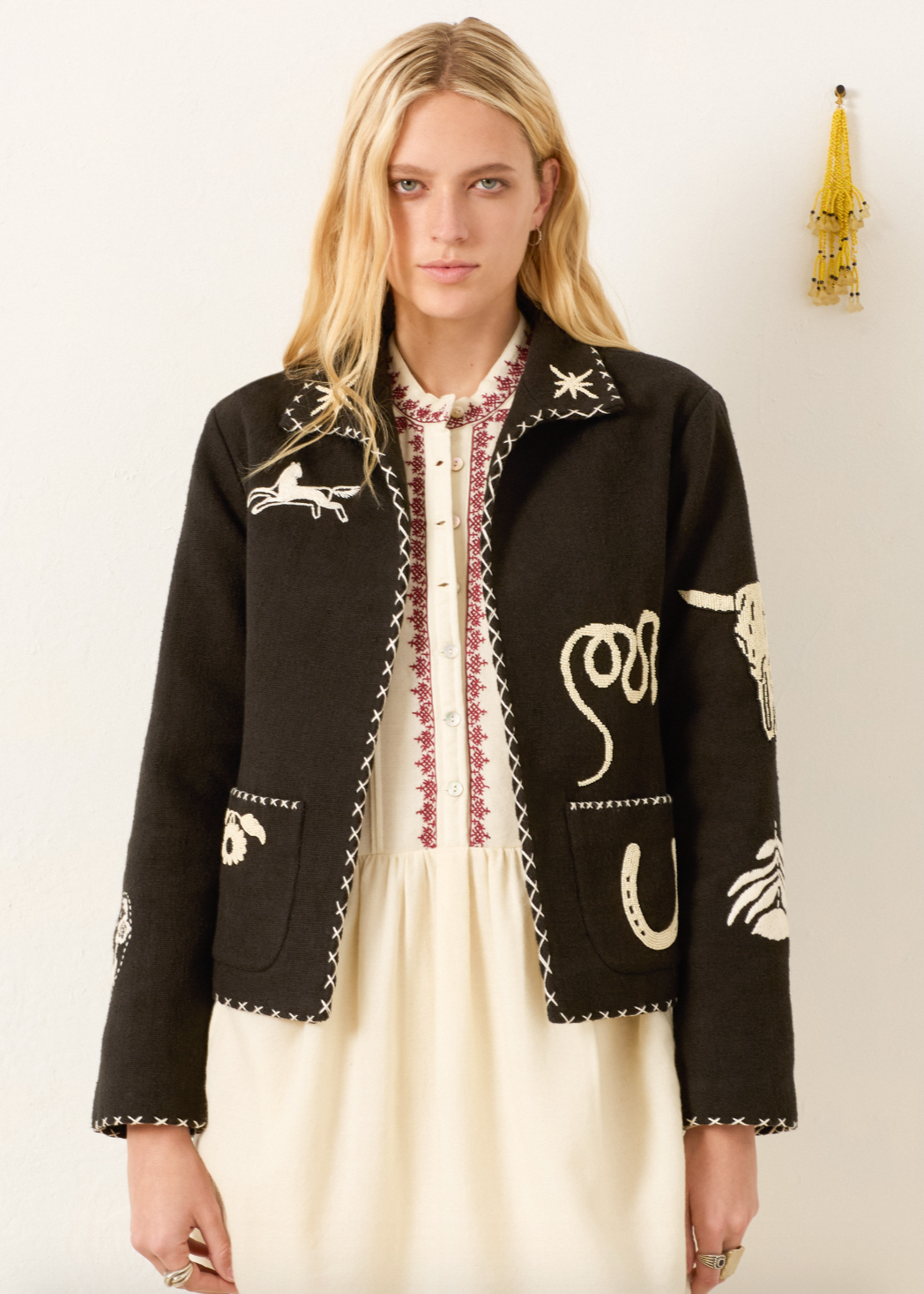 Person wearing Alix of Bohemia Francis Noir Tattoo Jacket