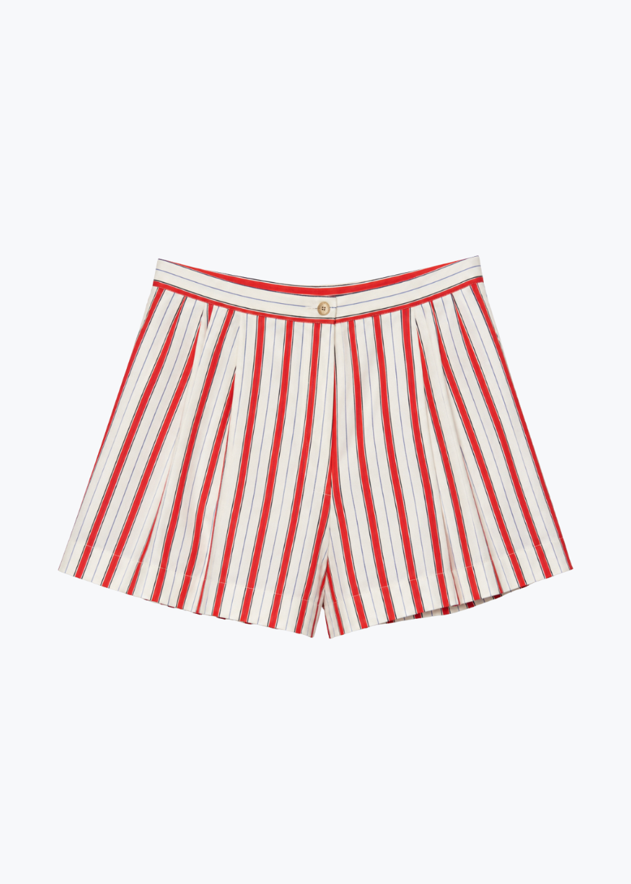 FORTE FORTE 14823 my shorts Cotton Pinstripe Shorts red cream