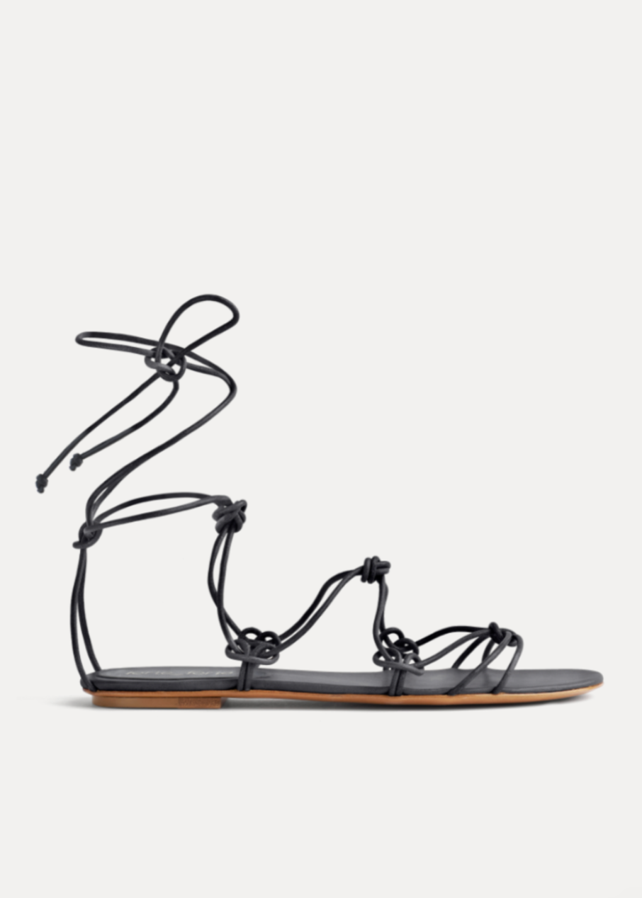 Forte Forte Nappa Leather Strings Flat Sandals Black
