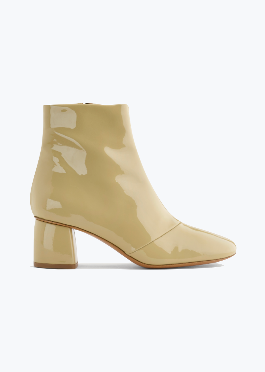 Forte Forte Patent Leather Ankle Boots in Ivory