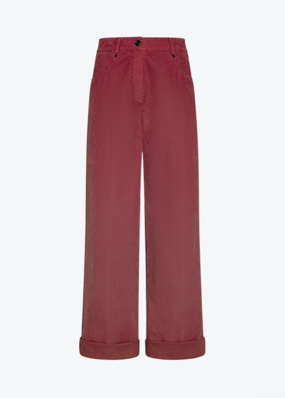 Forte forte 5–Pocket Trousers in Flocked Cotton bordeaux