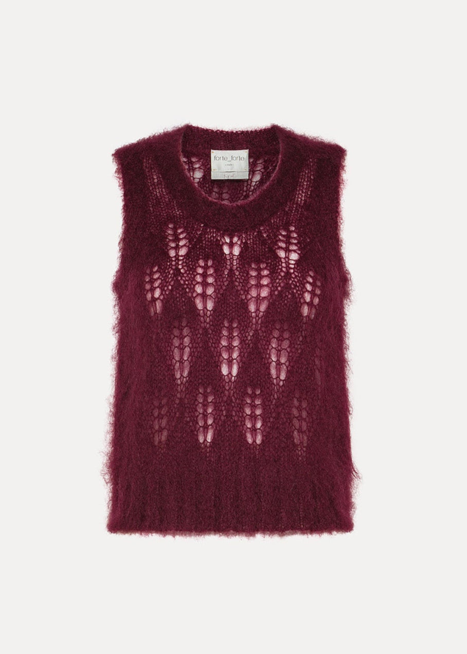 Forte forte womens Brushed Mohair Lace Vest in bordeaux 14444_myknit-F48M.4015-01