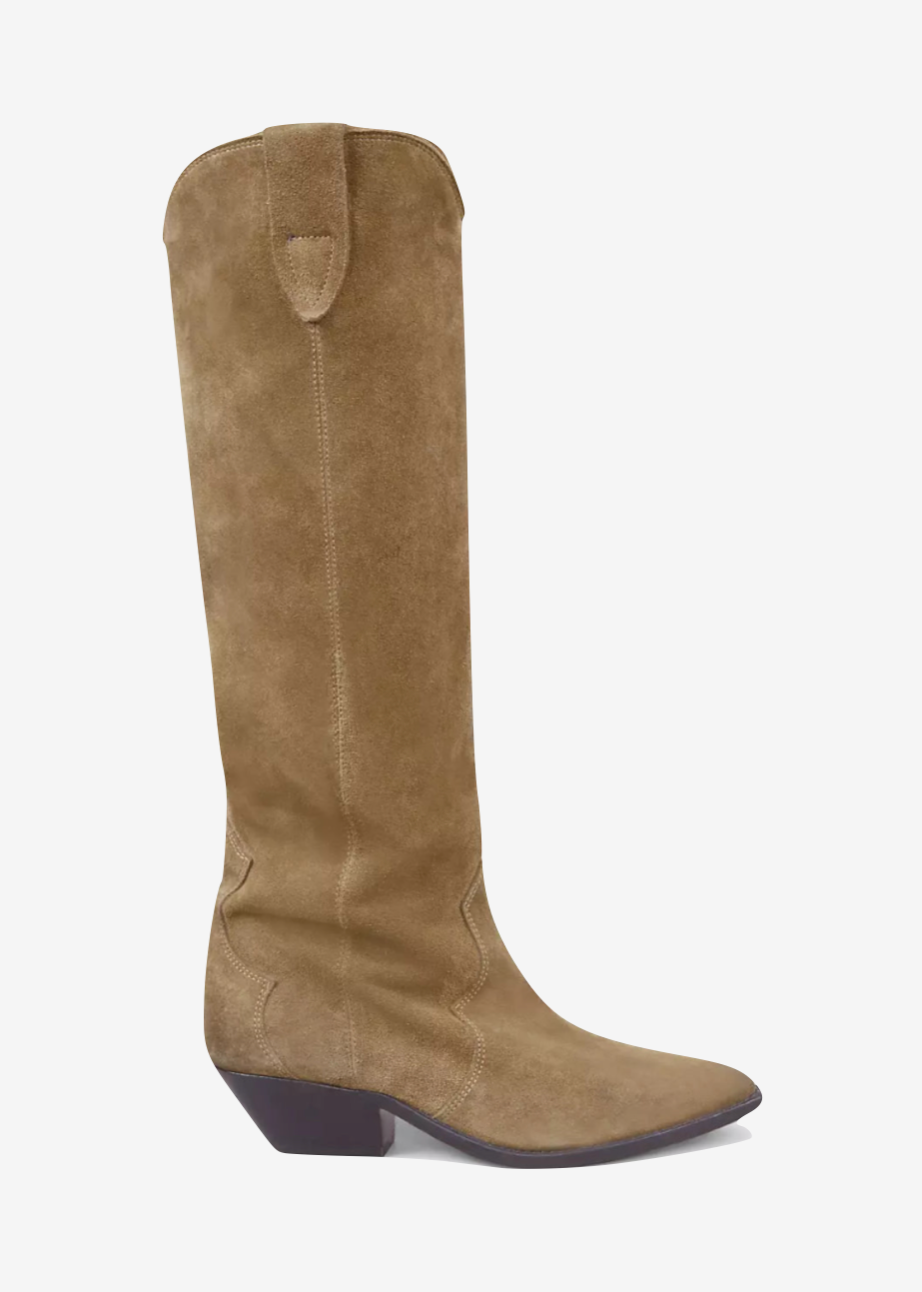 Isabel Marant womens knee high Denvee Suede Boots in Taupe