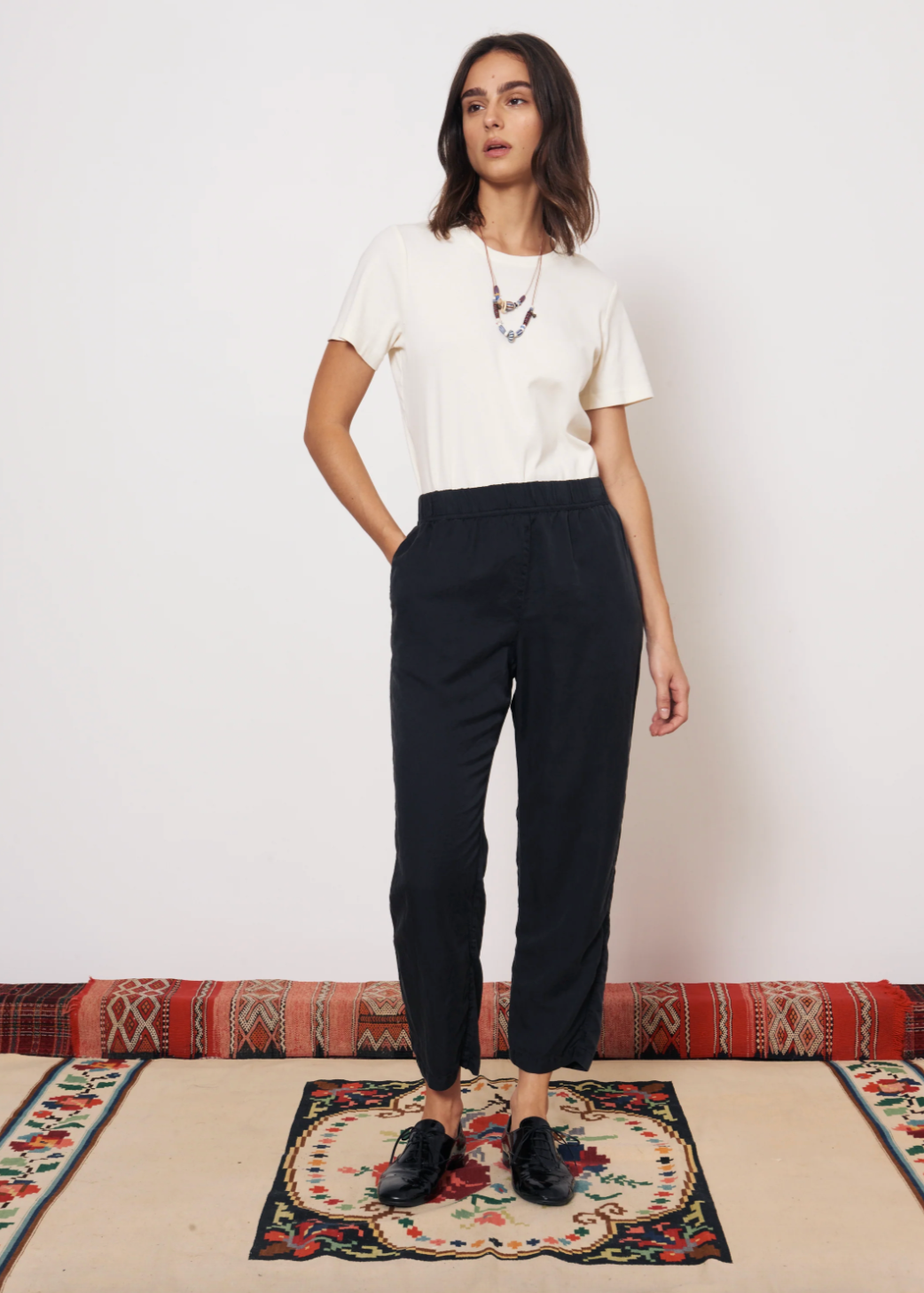 person wearing Raquel Allegra Fez Pant Black