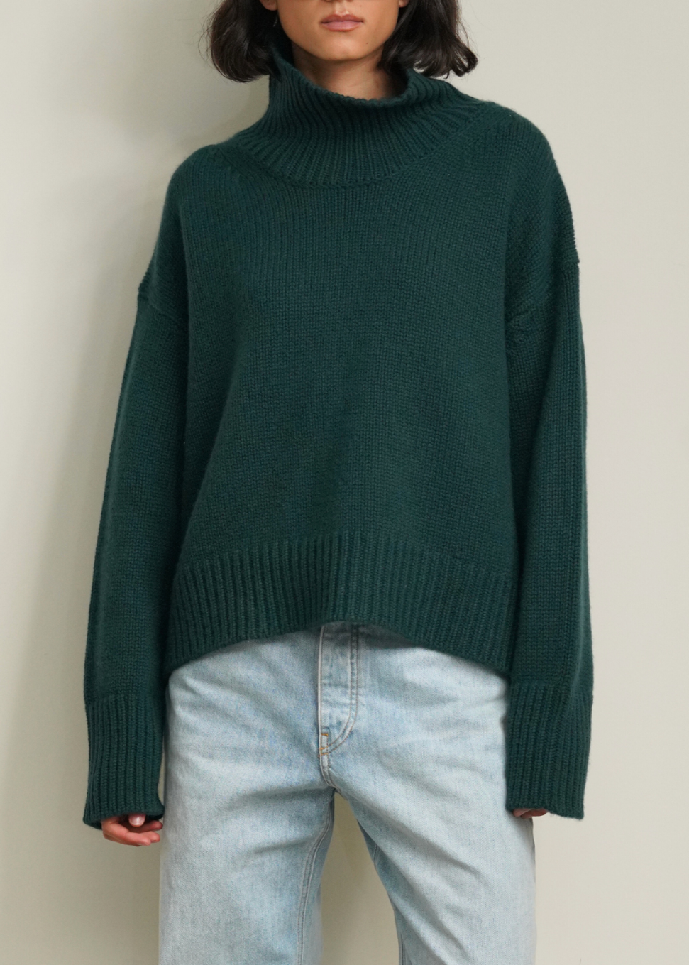 Person wearing Sablyn Scarlett Cashmere Turtleneck Sweater