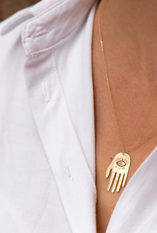 Gold Protection Dharma Hand Necklace