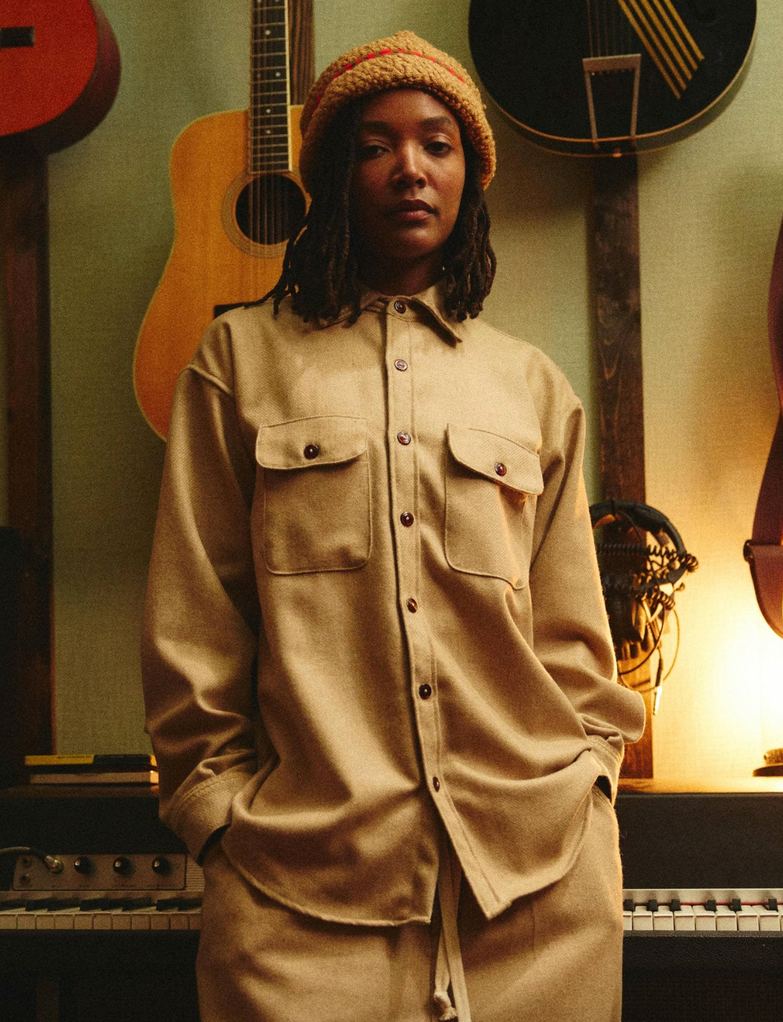 Woolen Work Shirt in Tan