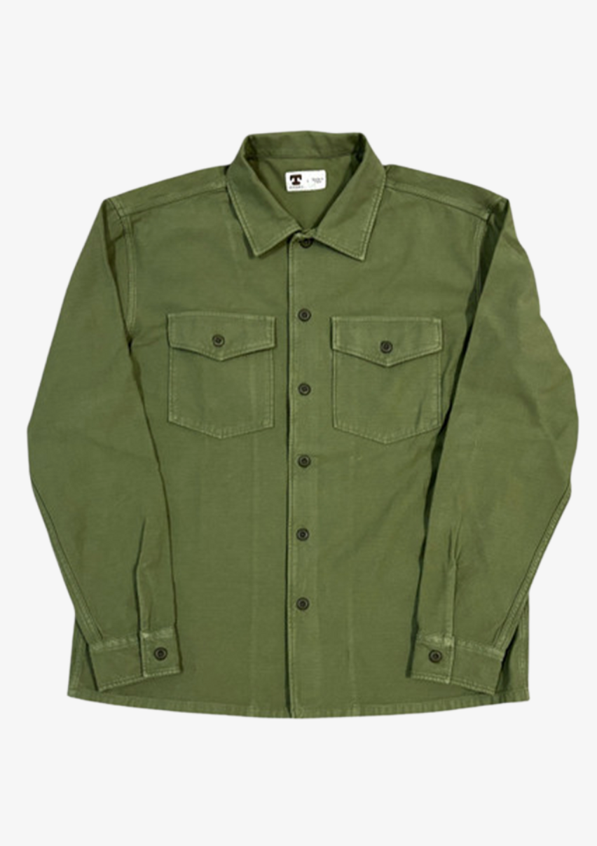 Tellason mens Fatigue Shirt in Olive Green