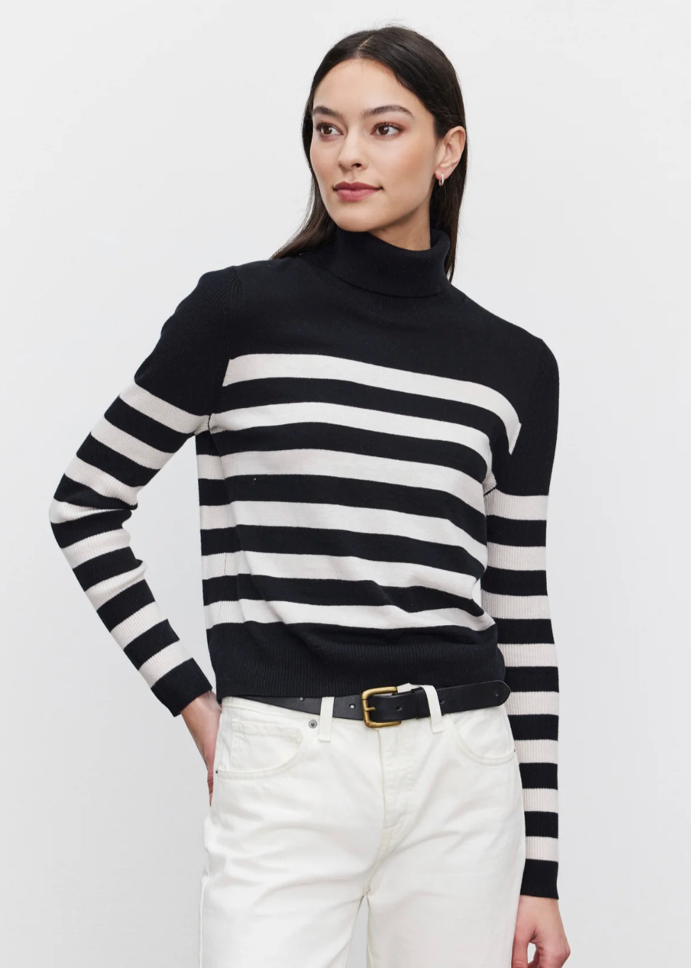 Person wearing Velvet Korie Turtleneck Sweater