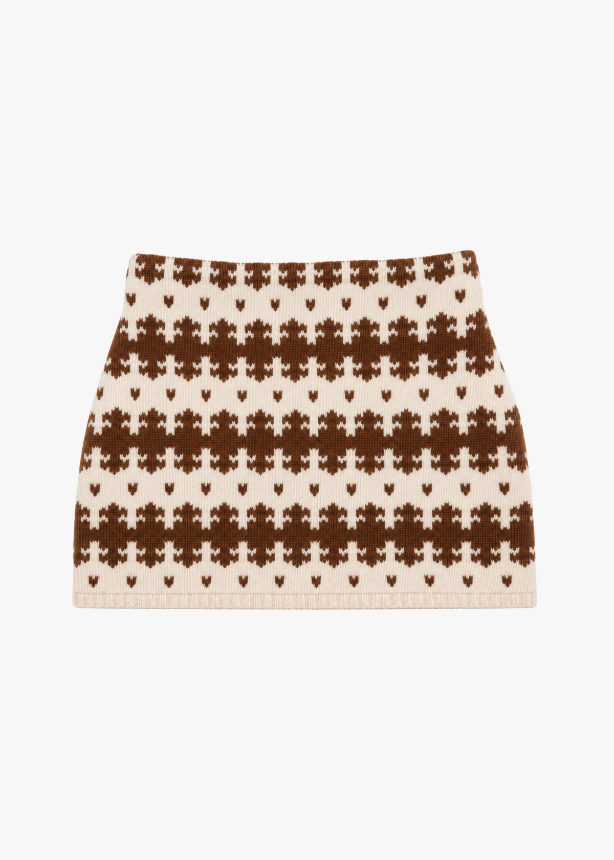 calle del mar Royal Fair Isle Cashmere Mini Skirt in Natural ivory Suede brown