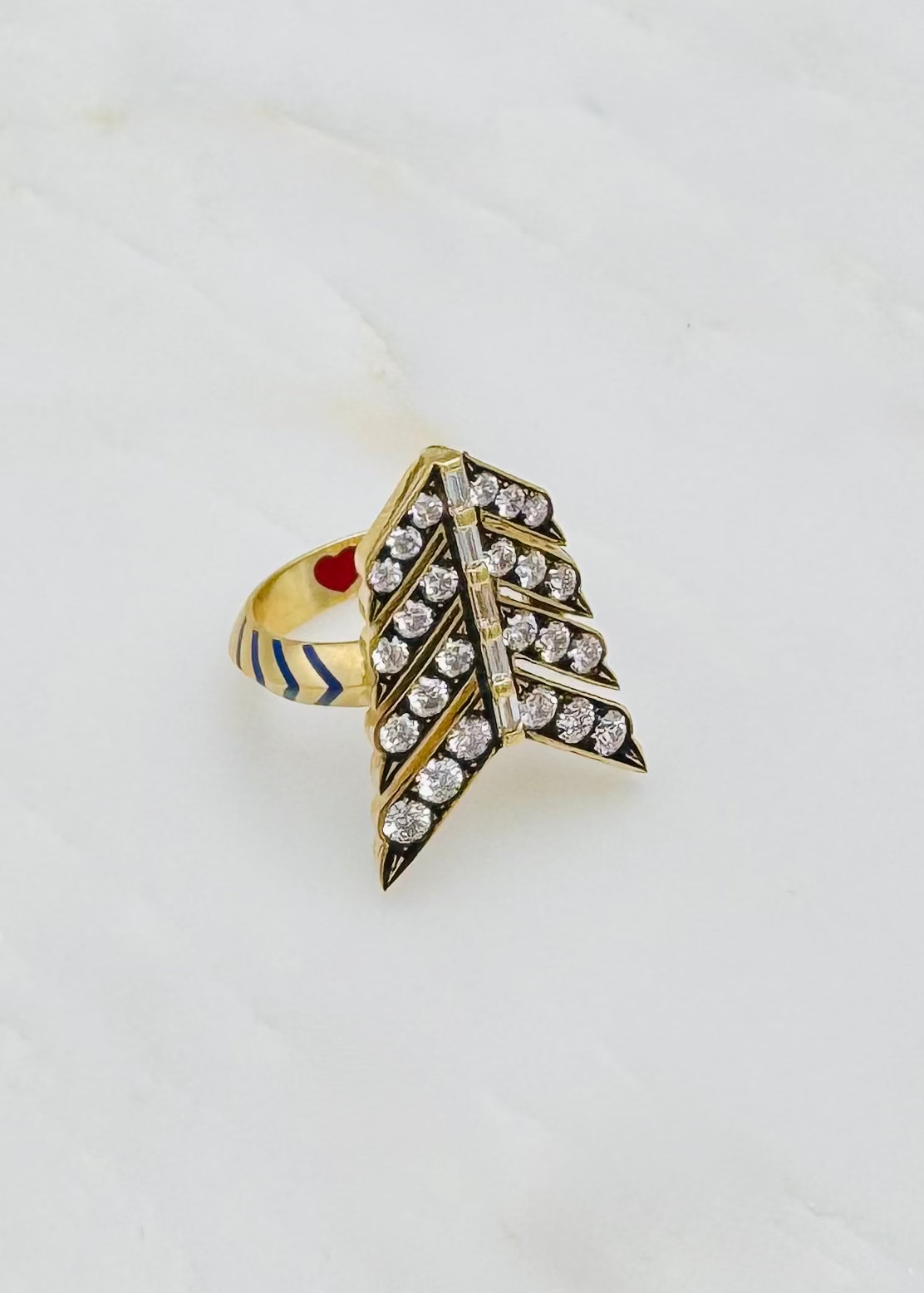 circa 1700 fine jewelry 18k yellow gold diamonds Love + Strength = Victory Ring