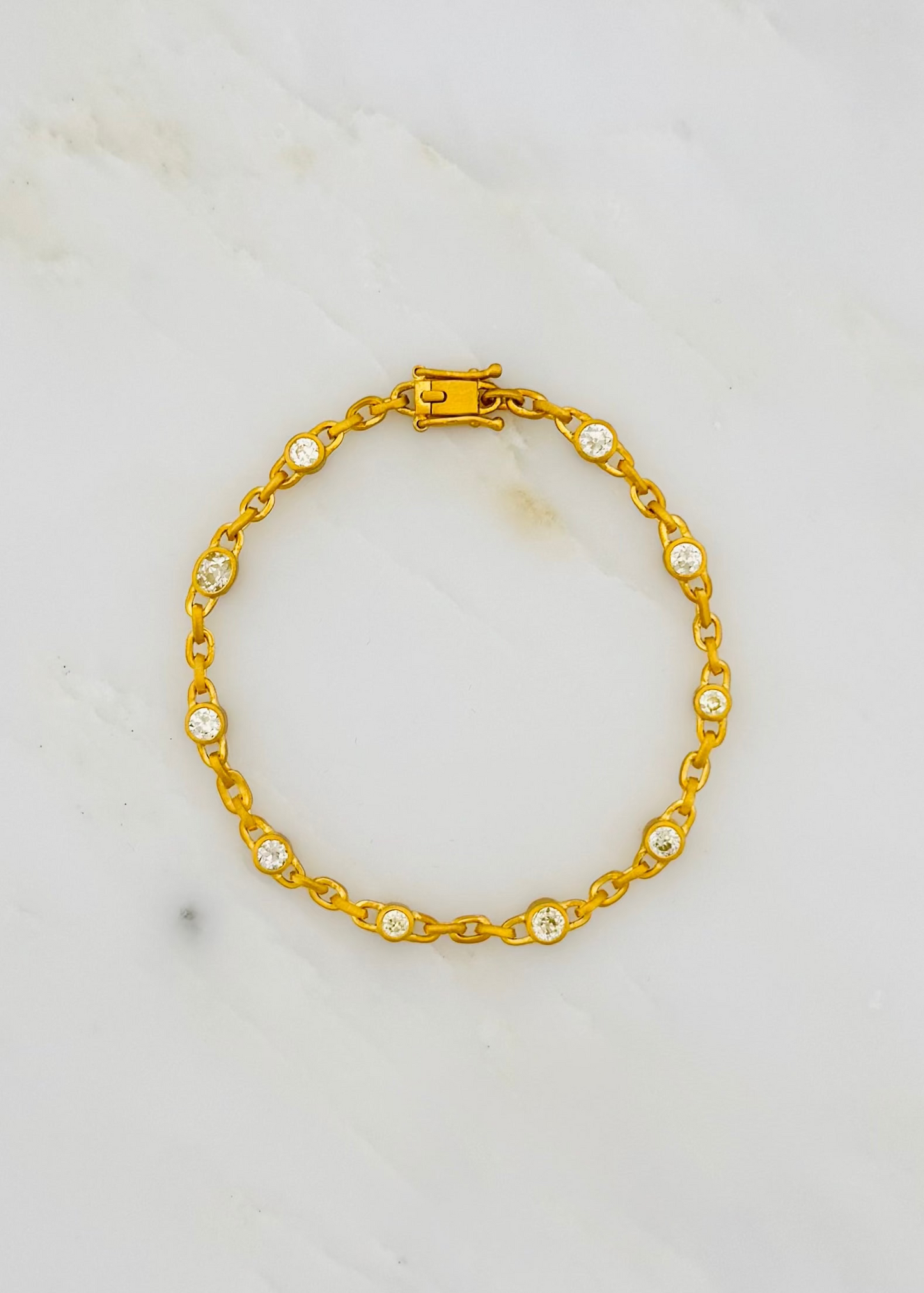 darius jewels fine jewelry 18k yellow gold One-of-a-Kind Old Mine Cut Yellow Diamond Fairy Chain Bracelet