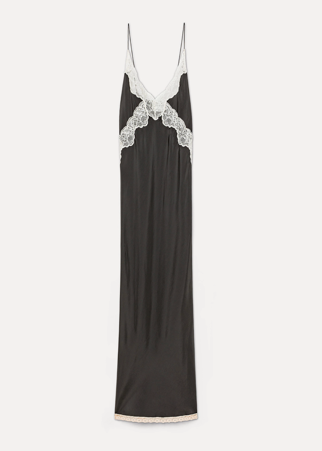 forte forte 14856 Slip Dress with Lace in Noir