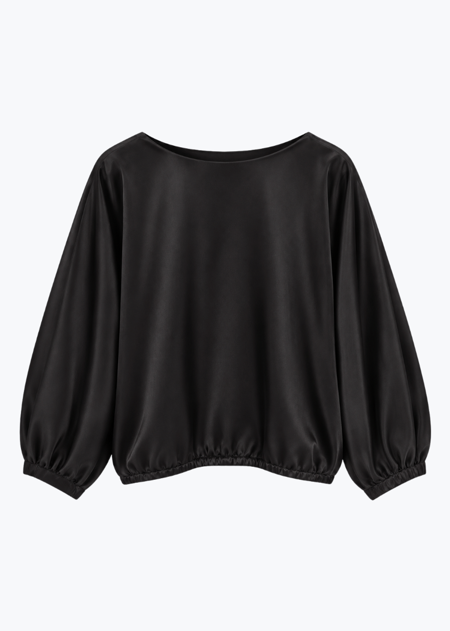 la prestic ouiston Blondie Silk Top in Doppio Noir