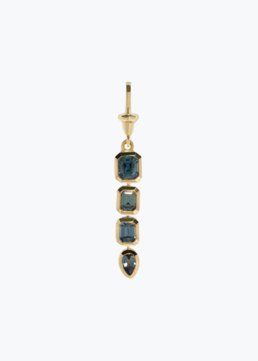 one of a kind azlee fine jewelry 18k yellow gold Teal Sapphire Lariat Charm