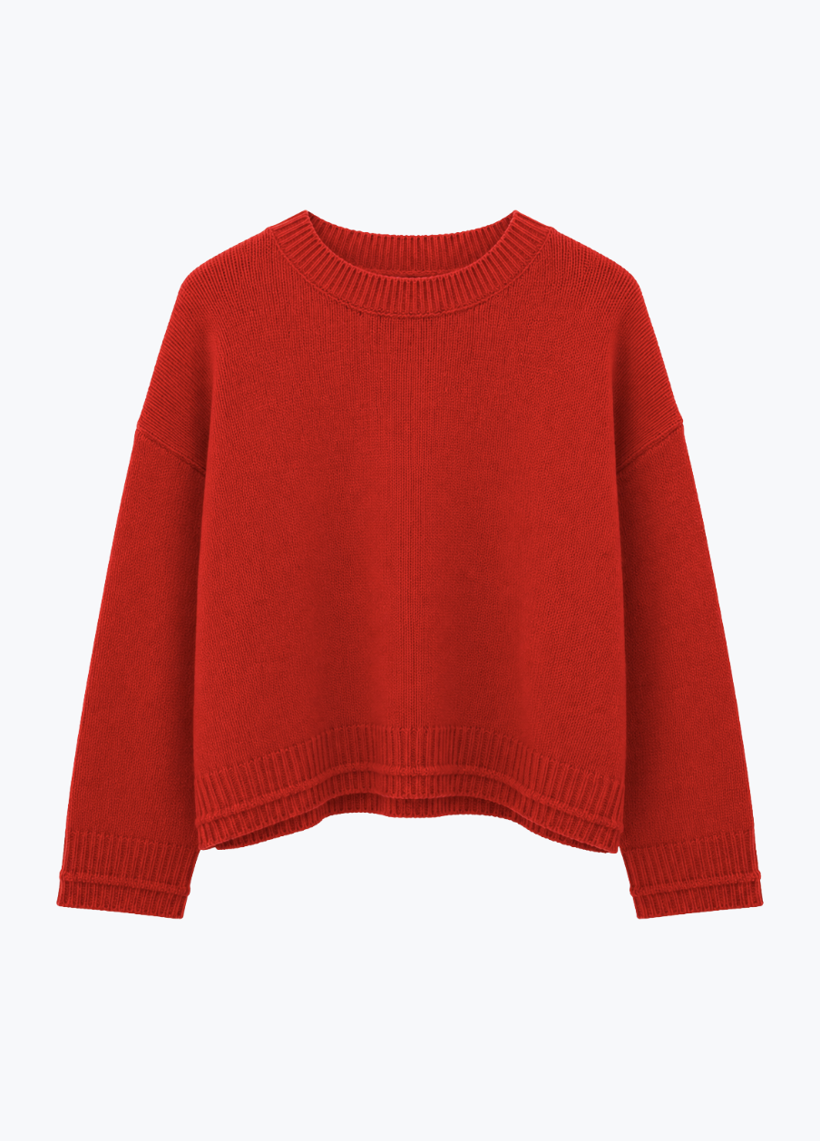 sablyn womens Alston Boyfriend Cashmere Crewneck in Scarlet