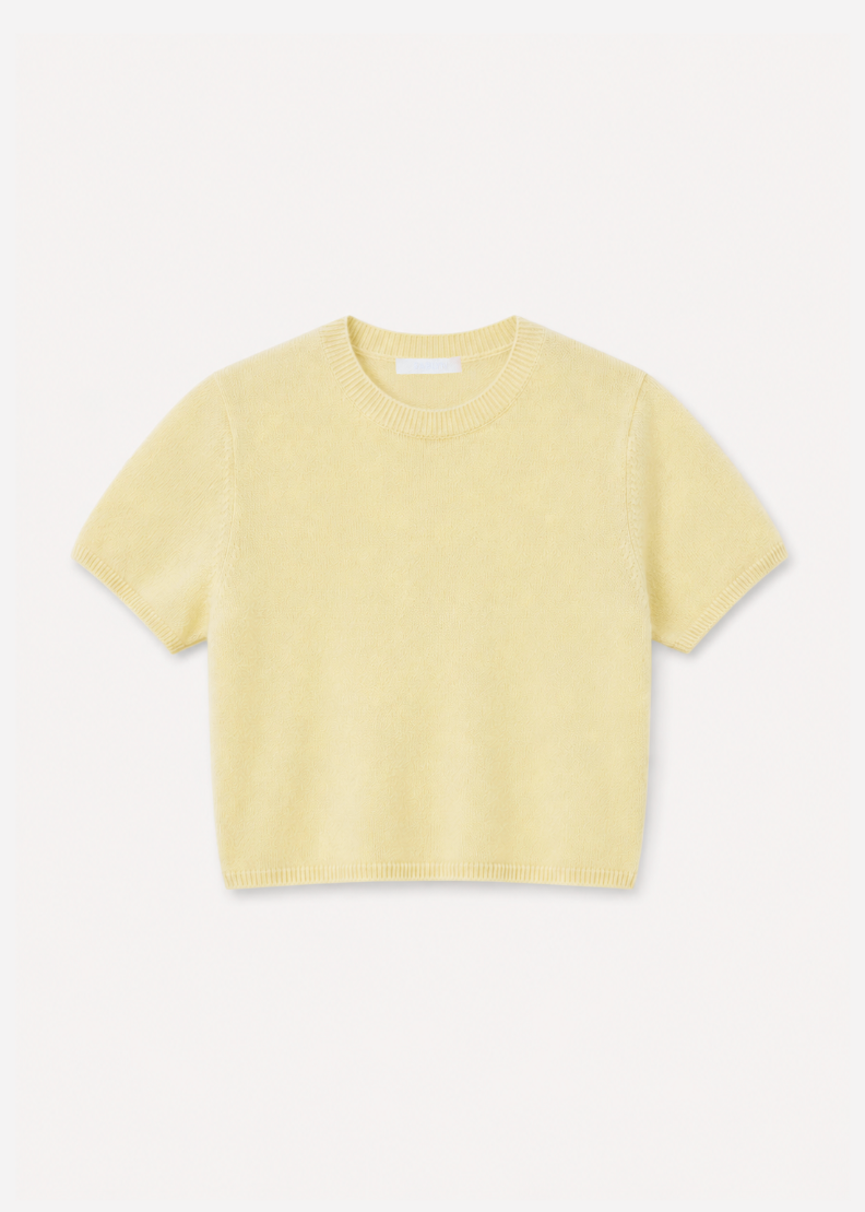 sablyn womens Charleston Relaxed Cashmere Crewneck Tee in Pale Citron