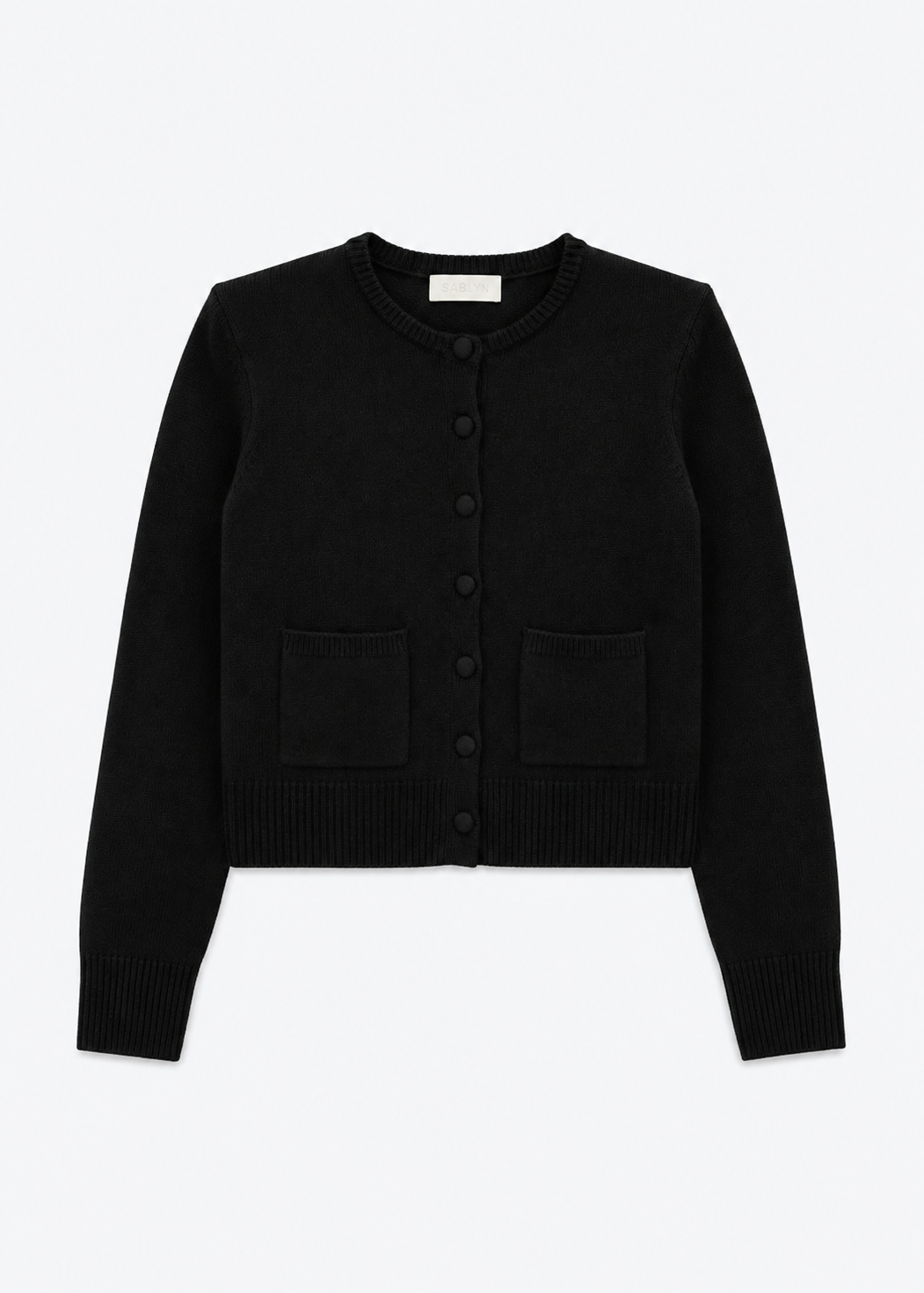 sablyn womens Emilia Shoulder Pad Cashmere Cardigan in Black