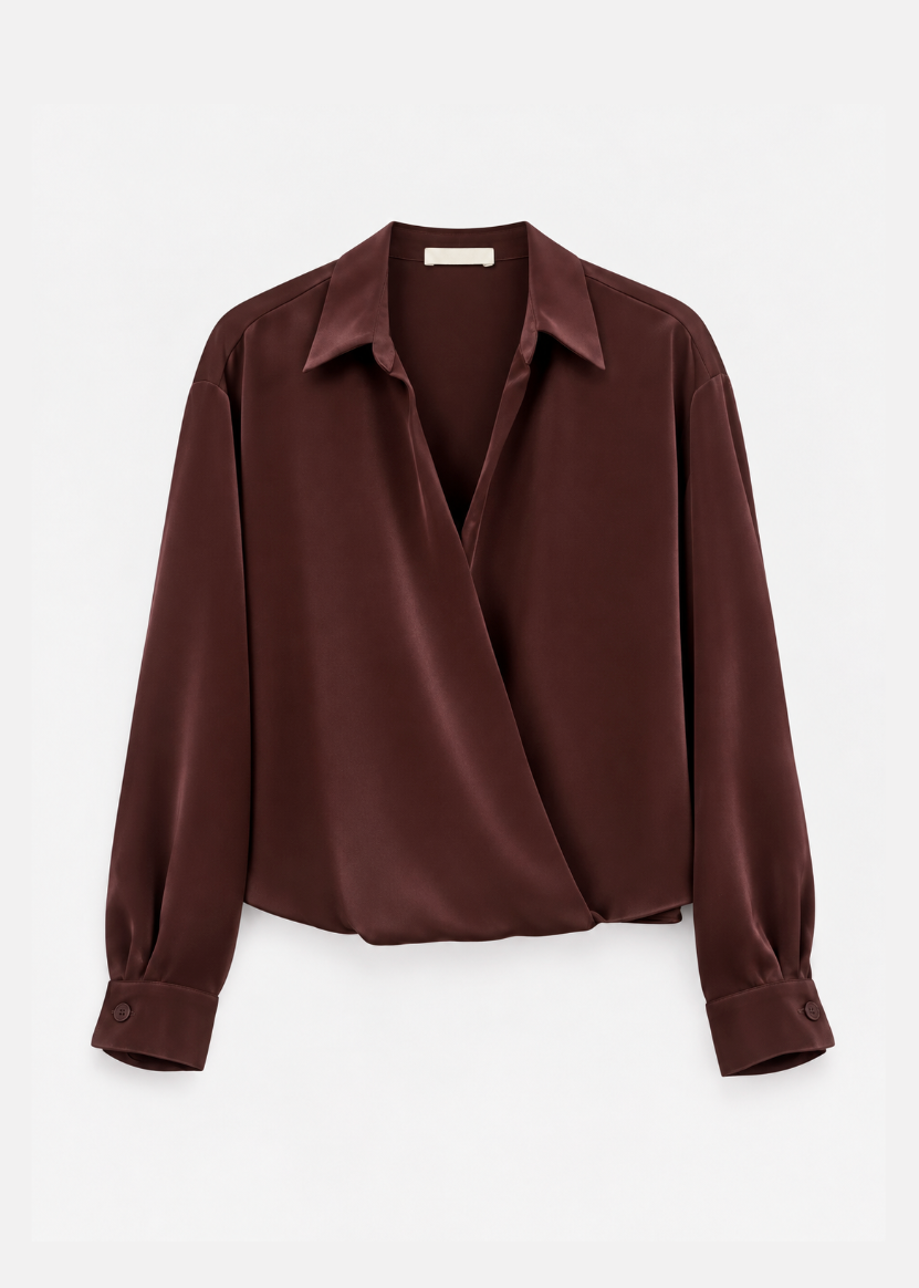 sablyn womens silk Tropez B Twisted Wrap Shirt in Cinnabar