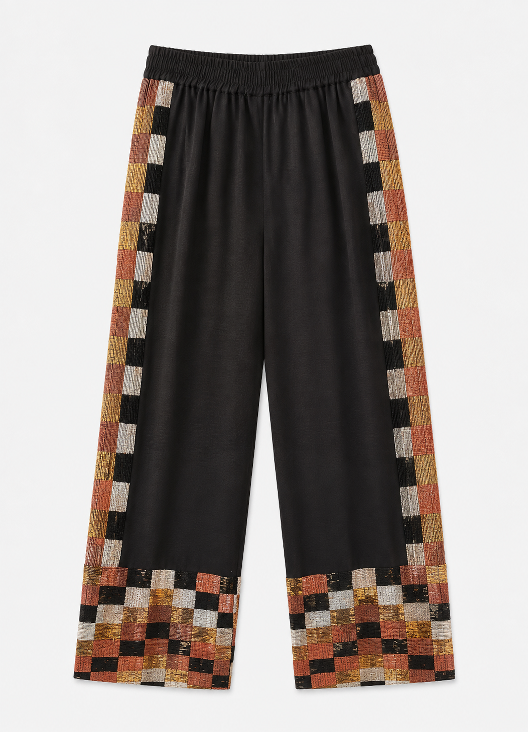 ALL THAT REMAINS WOMENS BEAD EMBROIDERED Beatrix Pants SILK BLACK