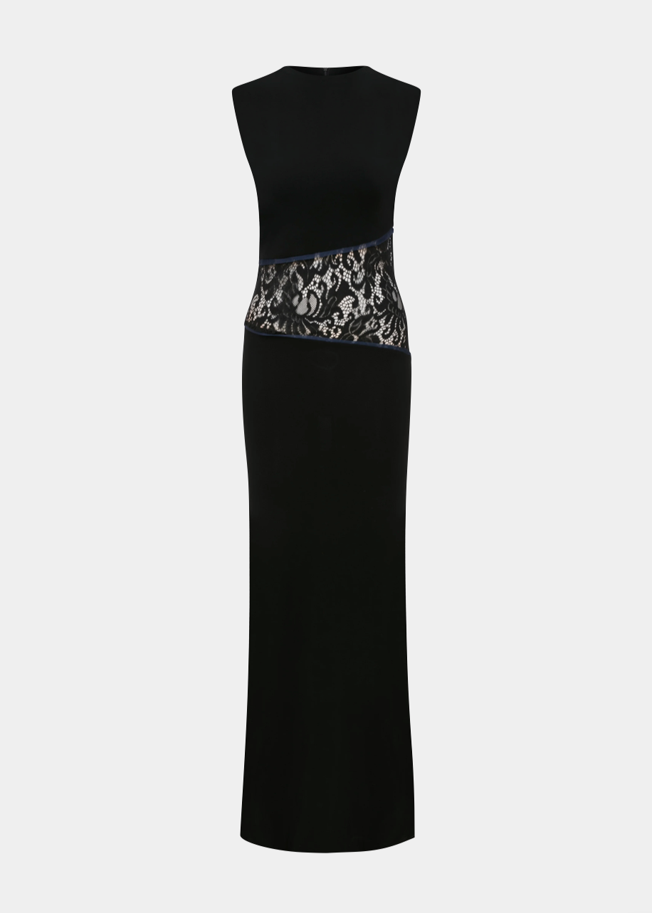 ANIM womens Anna Sleeveless Maxi Dress with Lace Detail black