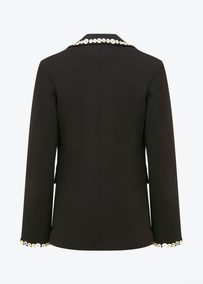 ANIM womens Lexa Blazer with shell button details dark brown