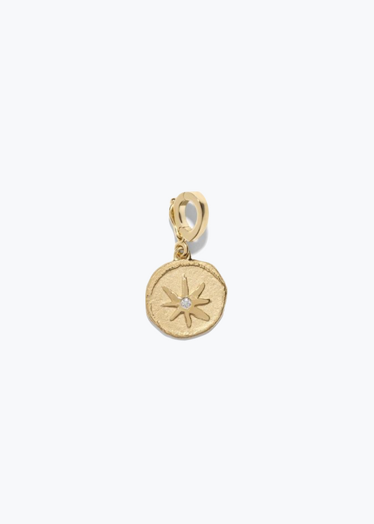 AZLEE fine jewelry 18k yellow gold Star Diamond Petite Coin pendant