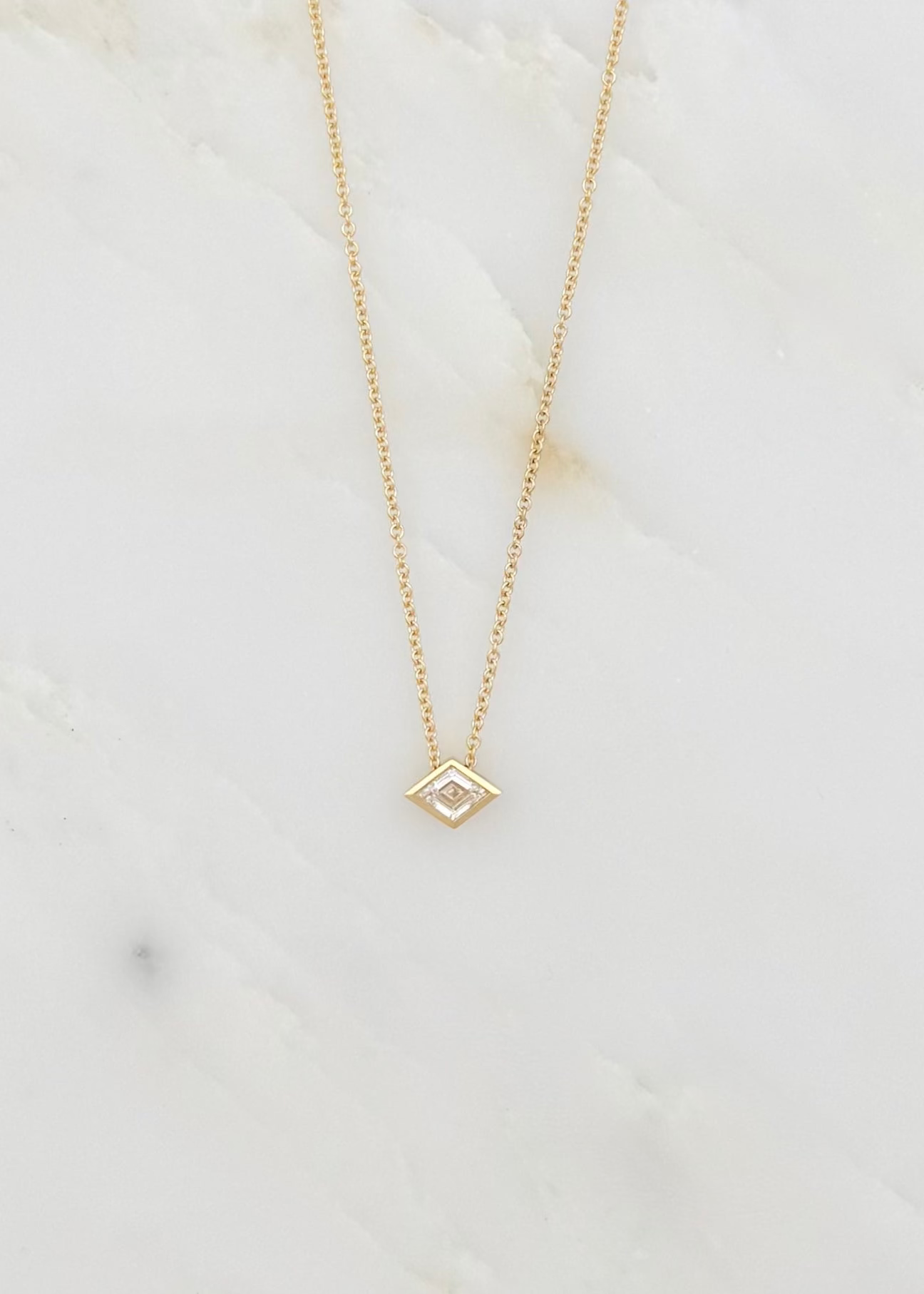 AZLEE fine jewelry 18k yellow gold Trace Lozenge Diamond Necklace