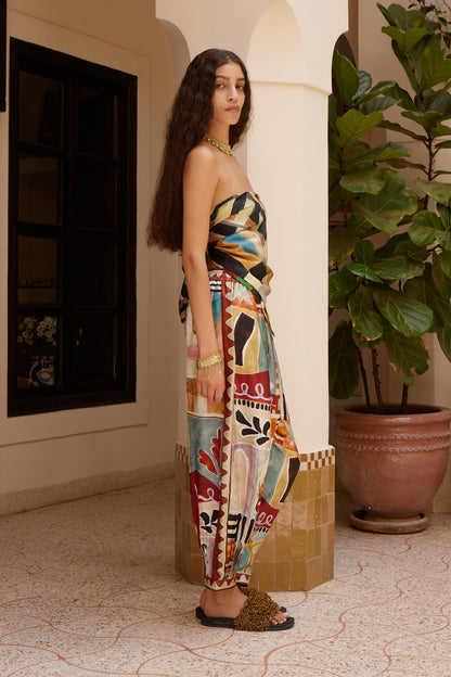 Person wearing Alemais womens Michelle Tapered Silk Pant