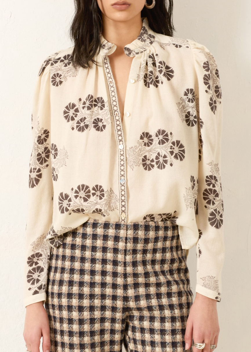 Person wearing Alix of Bohemia Artemis Java Bouquet Shirt