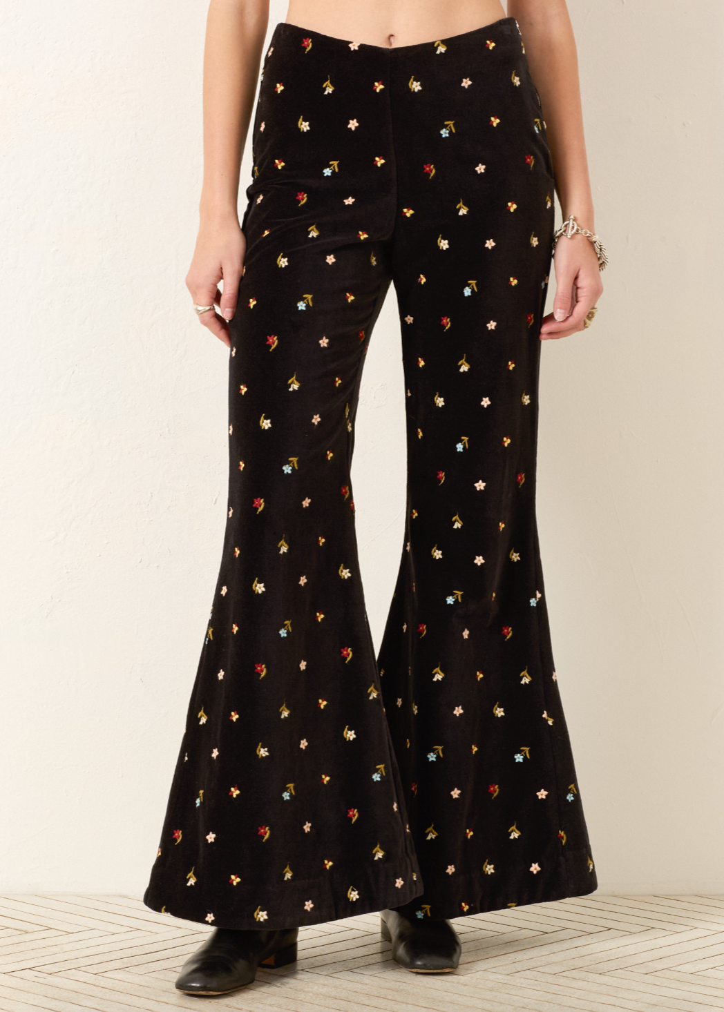 Person wearing Alix of Bohemia Charlie Onyx Bouquet Pants