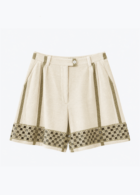 Alix of Bohemia Deena White Sage Coin Shorts