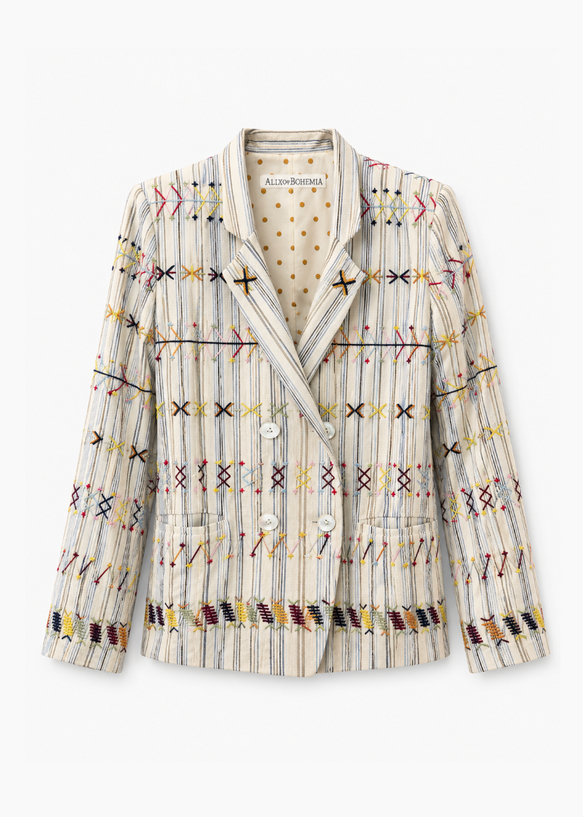 Alix of Bohemia Embroidered Elodie Arrow Linen Jacket