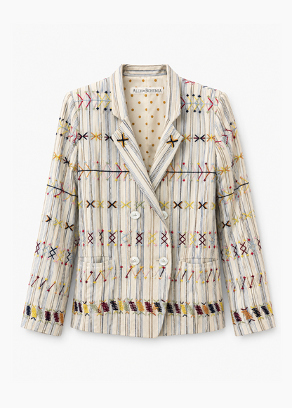 Alix of Bohemia Embroidered Elodie Arrow Linen Jacket