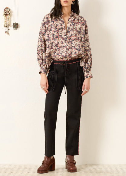 Person wearing Alix of Bohemia FW25-EME080-SEmerySepiaFloralShirt_1490