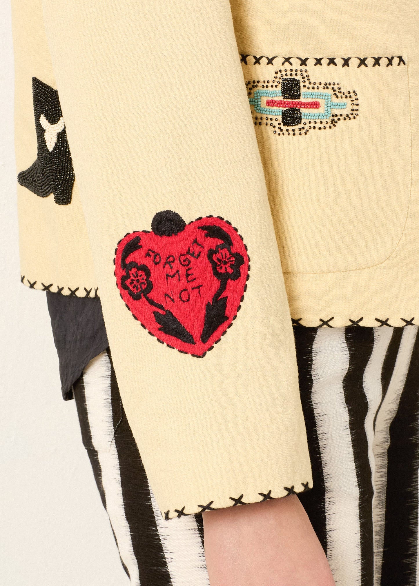 Person wearing Alix of Bohemia FW25-FRA128-JFrancisRyeTattooJacket0559