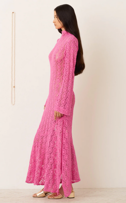 Person wearing Alix of Bohemia Laila Daisy Dress in Fuschia