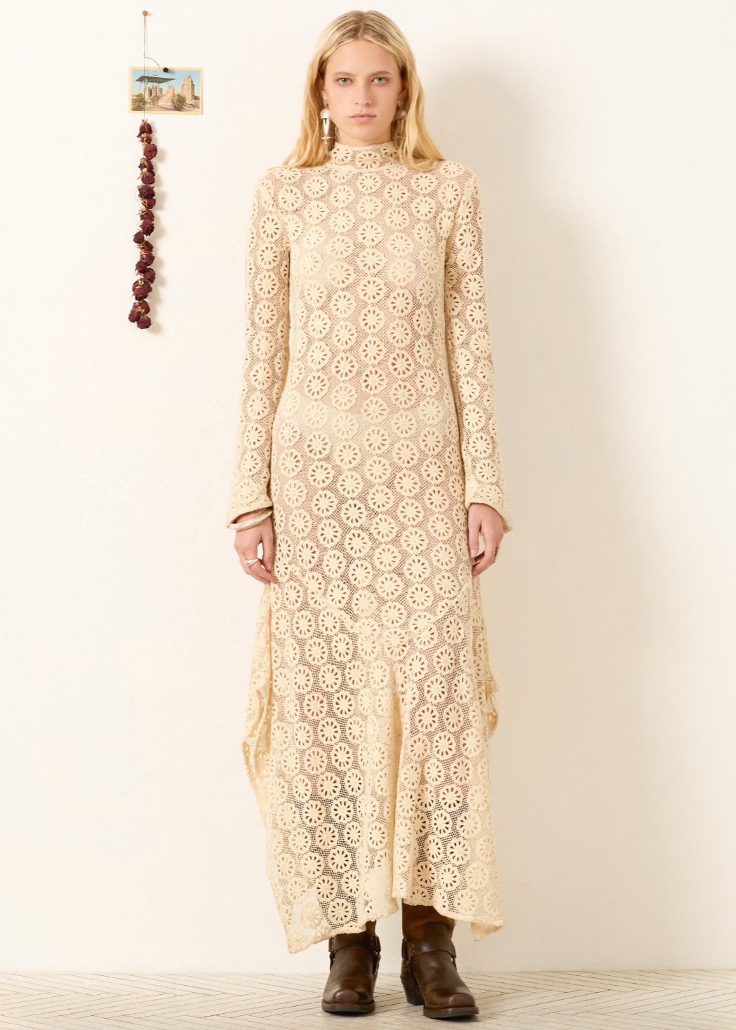 Person wearing Alix of Bohemia Laila Trail Lace Dress