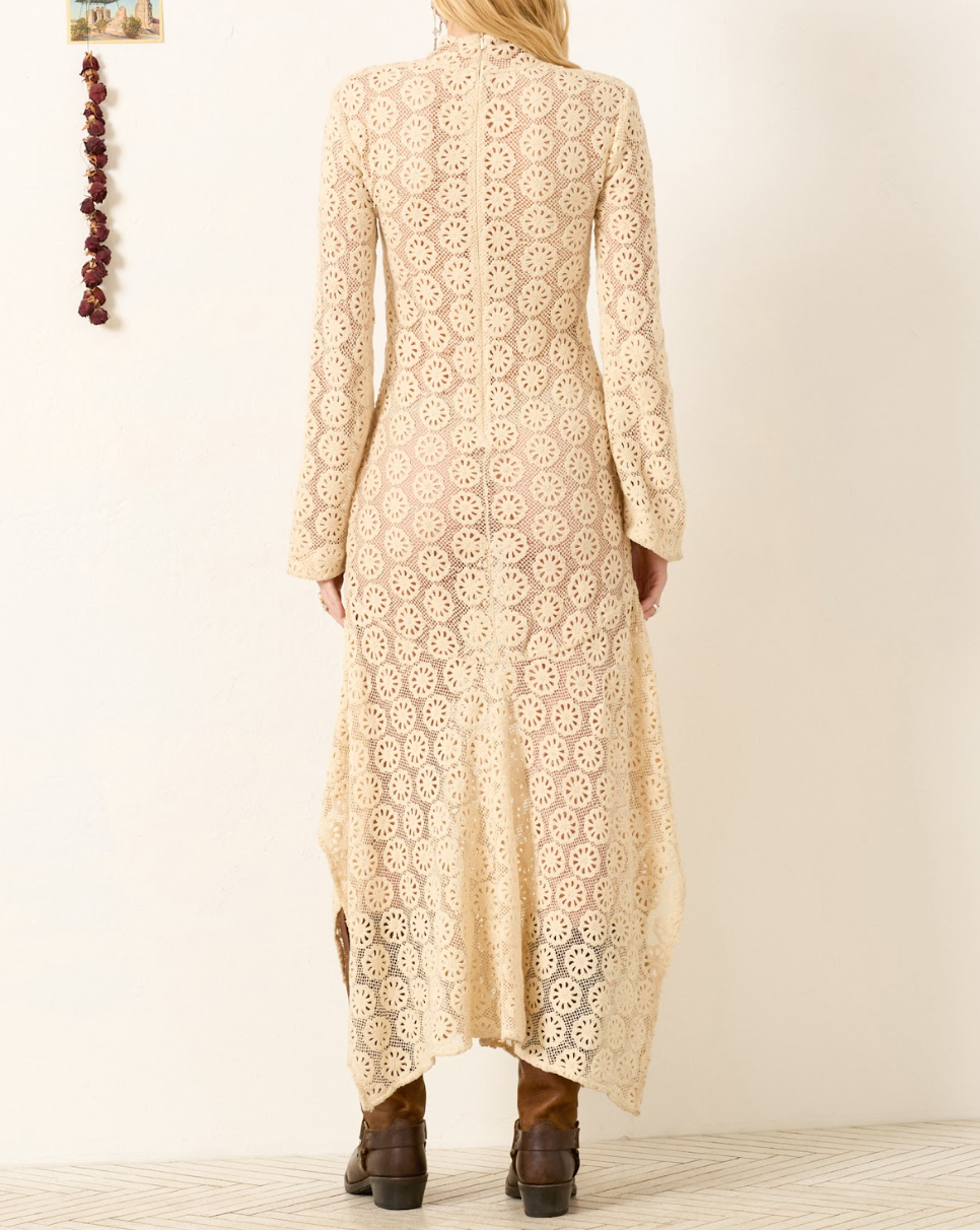 Person wearing Alix of Bohemia Laila Trail Lace Dress