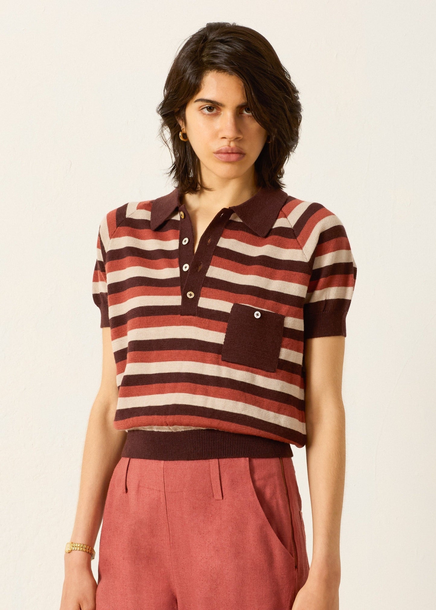 Alix of Bohemia Lessi Sandstone Stripe Top