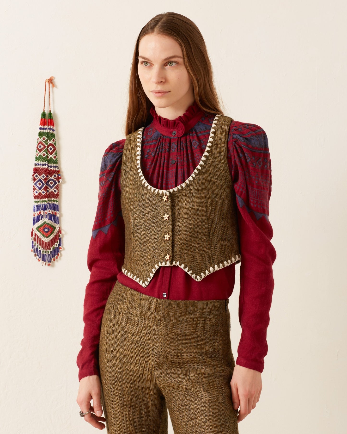 Person wearing Alix of Bohemia Mossie Bronze Shell Top