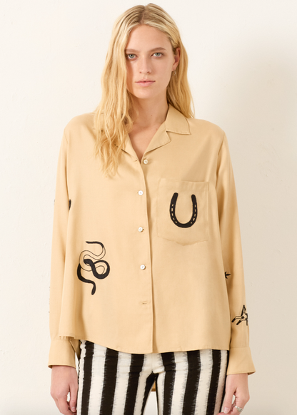 Person wearing Alix of Bohemia Patti Desert Tattoo Shirt