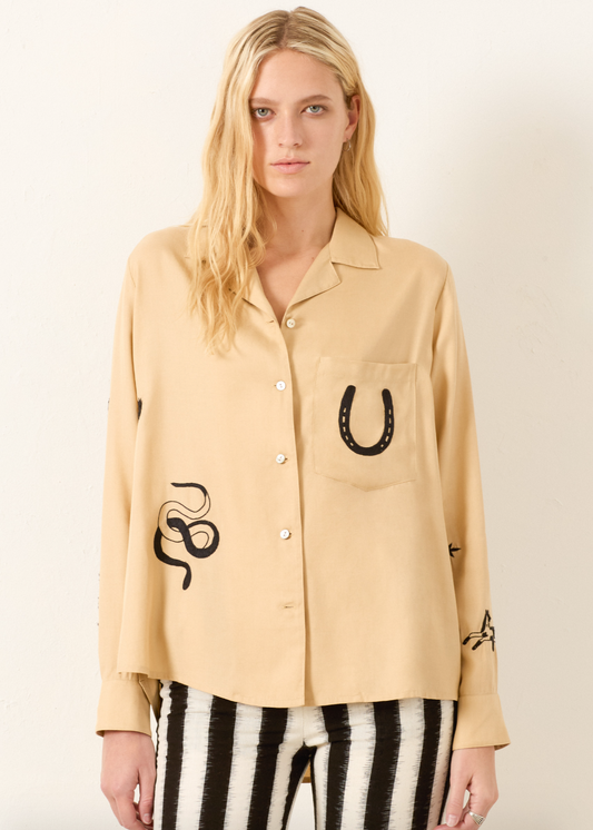 Person wearing Alix of Bohemia Patti Desert Tattoo Shirt