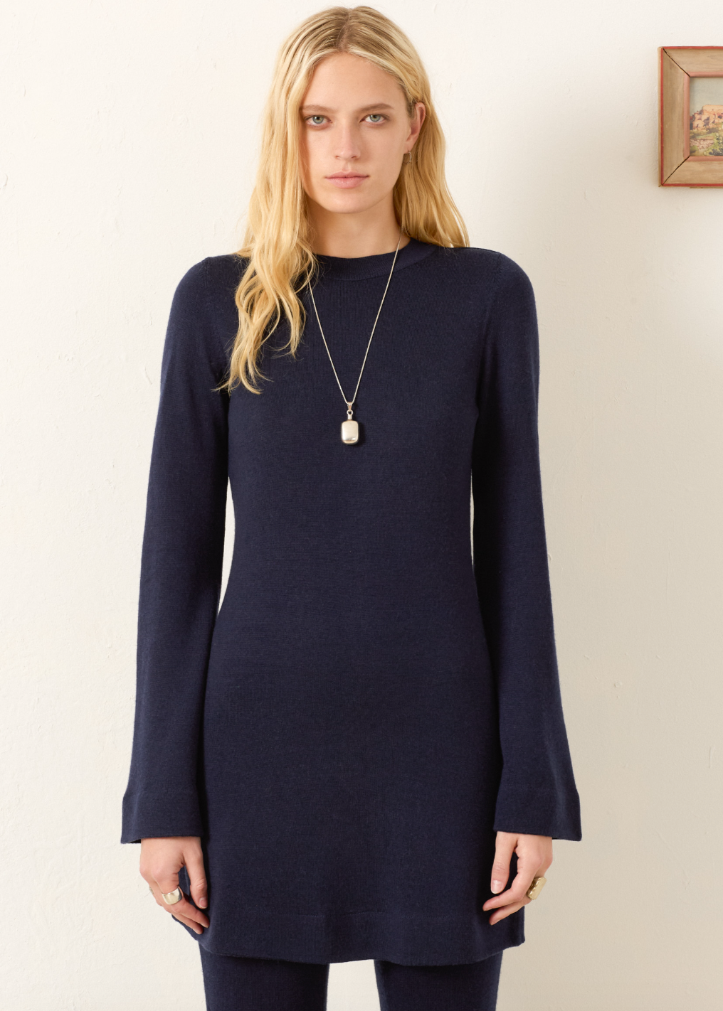 Person wearing Alix of Bohemia Romy Midnight Wool Dress