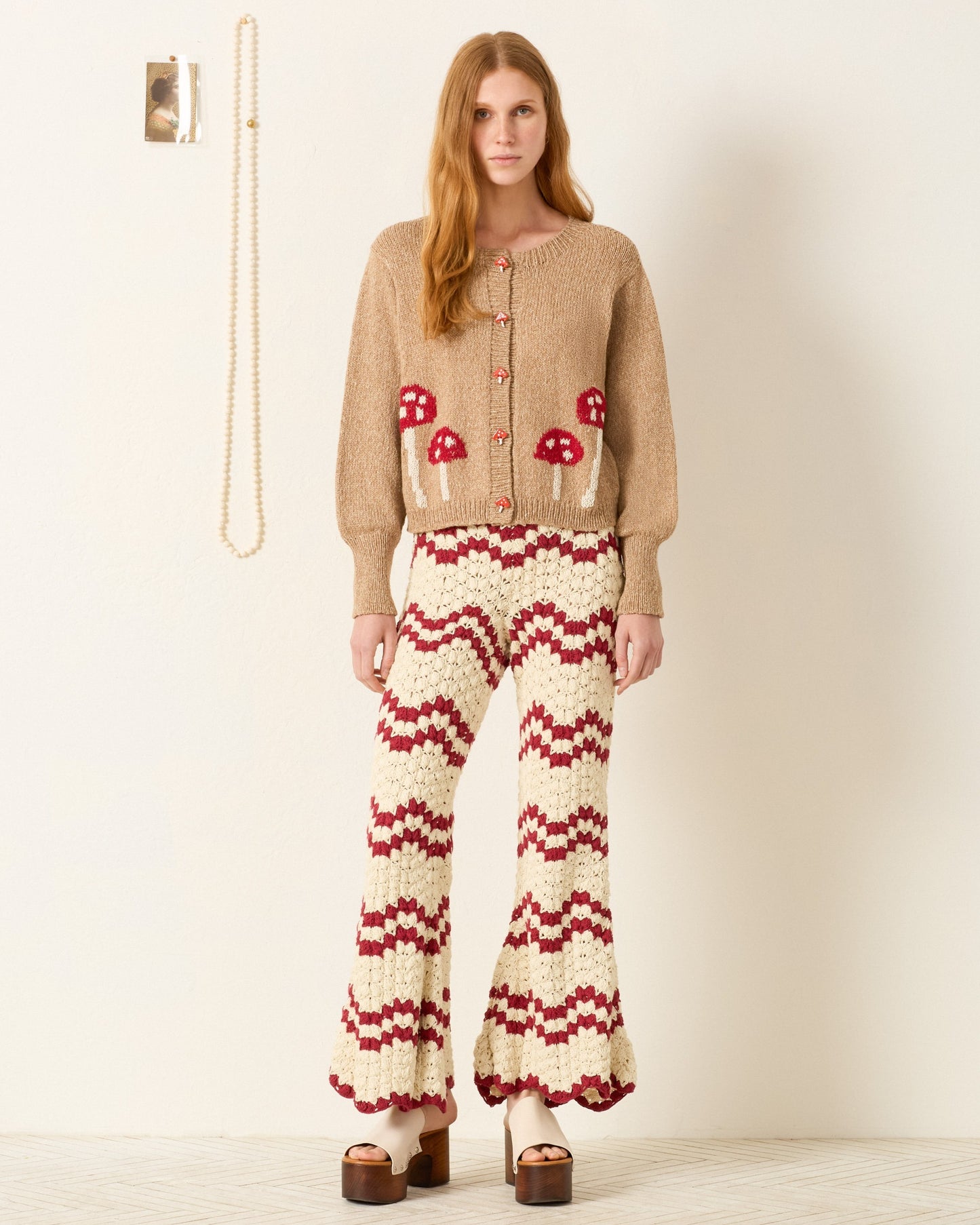 Person wearing Alix of Bohemia Sammi Mushroom Knit Cardigan