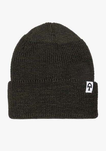 American Trench Merino Cardigan Stitch Beanie in Dark olive