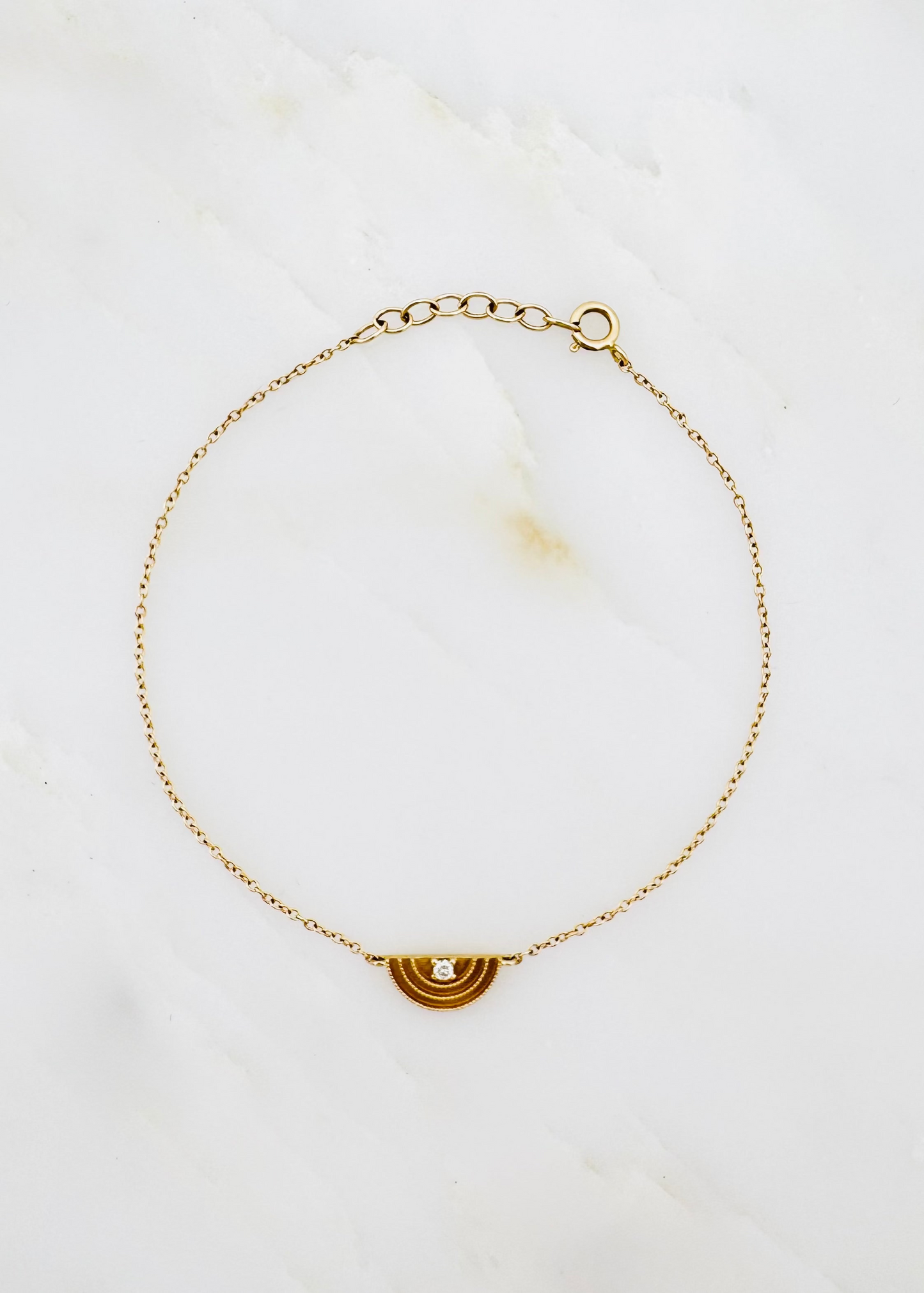 Andrea Fohrman fine jewelry 14k yellow gold Gold Diamond Rainbow Charm Bracelet