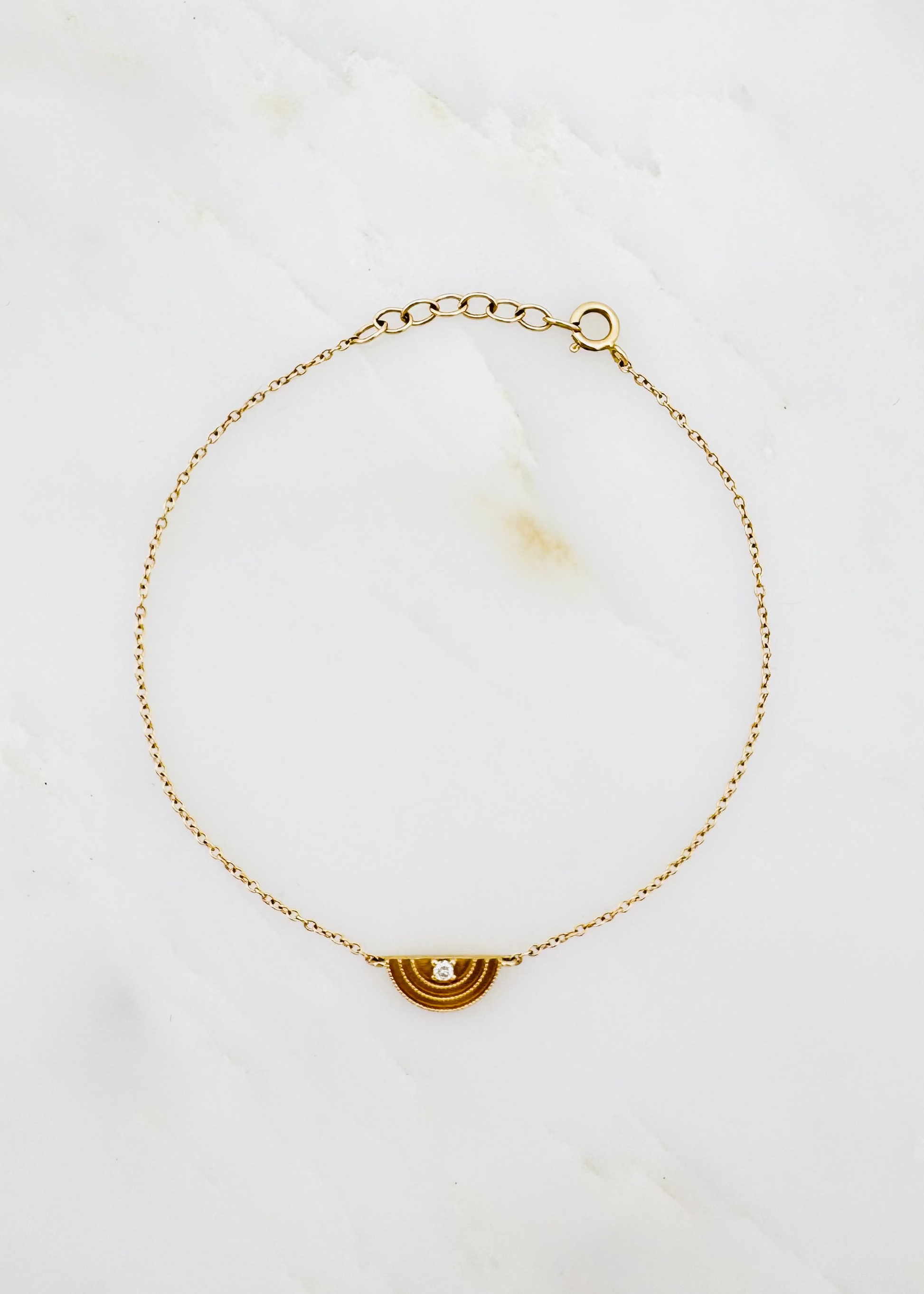 Andrea Fohrman fine jewelry 14k yellow gold Gold Diamond Rainbow Charm Bracelet