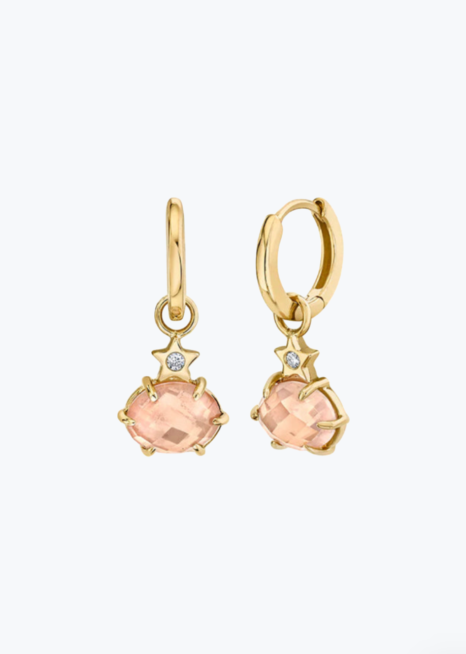 Andrea Fohrman fine jewelry 14k yellow gold Mini Cosmo Hoop Earrings with Morganite